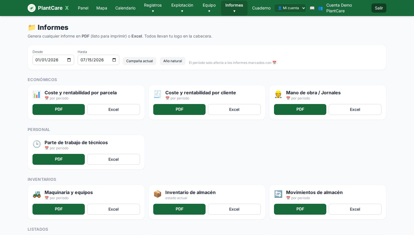 Informes profesionales con tu logo