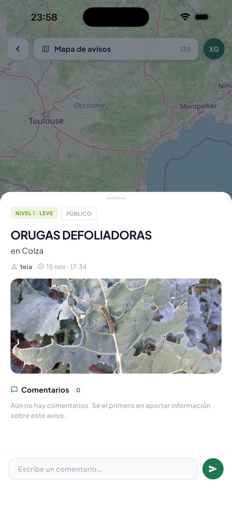 Vista de un aviso