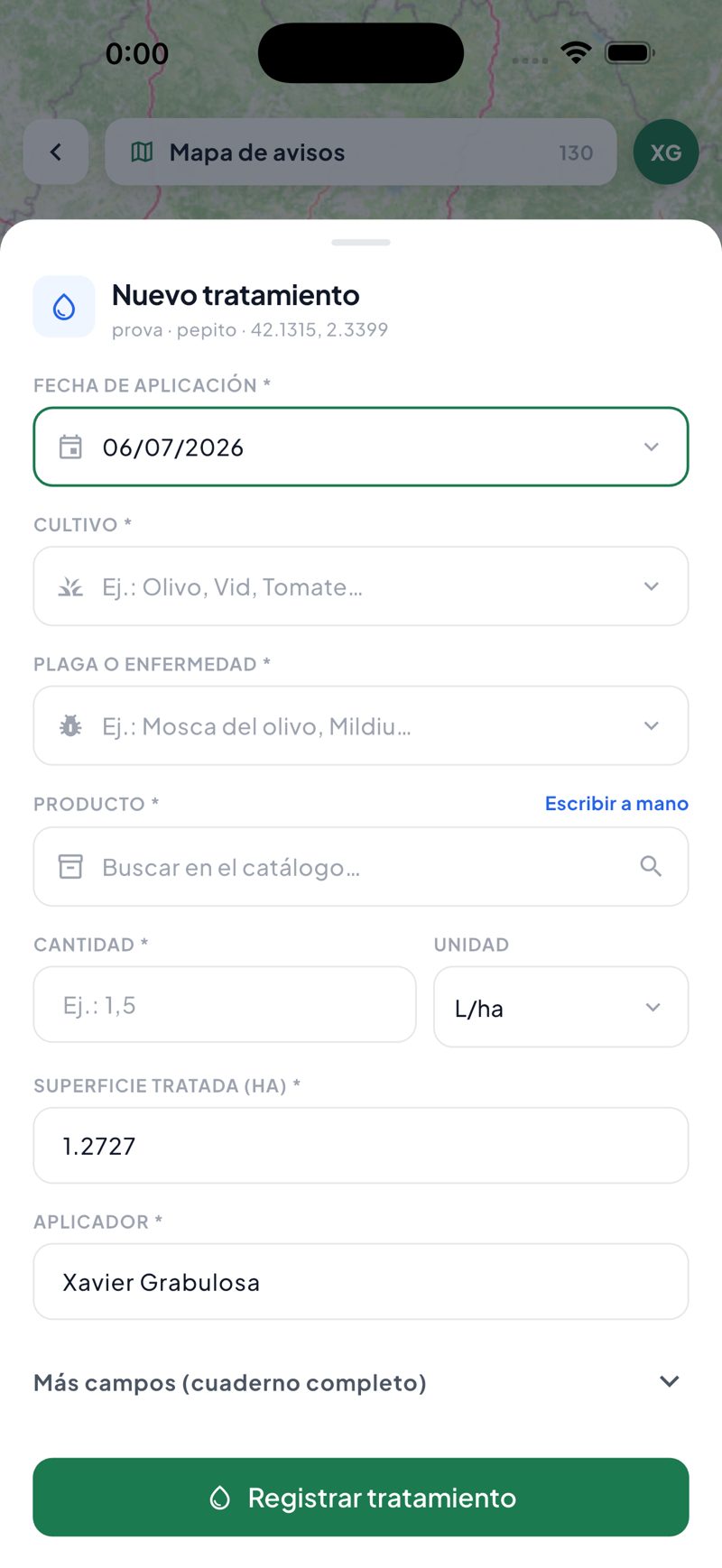 Registro de tratamientos